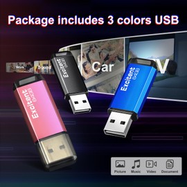 3PCS USB 64GB Flash Drive,64GB USB Drive with Stickers,Portable Storage Memory Stick for Videos and Pictures, Durable Thumb Drive Compatible with PC,Laptop (Mixed Colors 3PCS)
