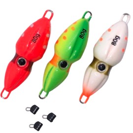 KeiSquare Squid Shaped Luminous Squid Shaped Luminous 2.8 oz (80 g) 3.5 oz (100 g) 4.2 oz (120 g) Sea Bream Lava Head Tie Jig Metal Jig Lure Fishing Madefish Sea Bass Flounder Magochi