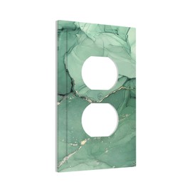 Annisrak Outlet Covers Simple Green Marble 1 Gang Duplex Wall Plate Decorative Switch Plates Electrical Receptacle Faceplate Light Switch Cover for living Room Office Decor