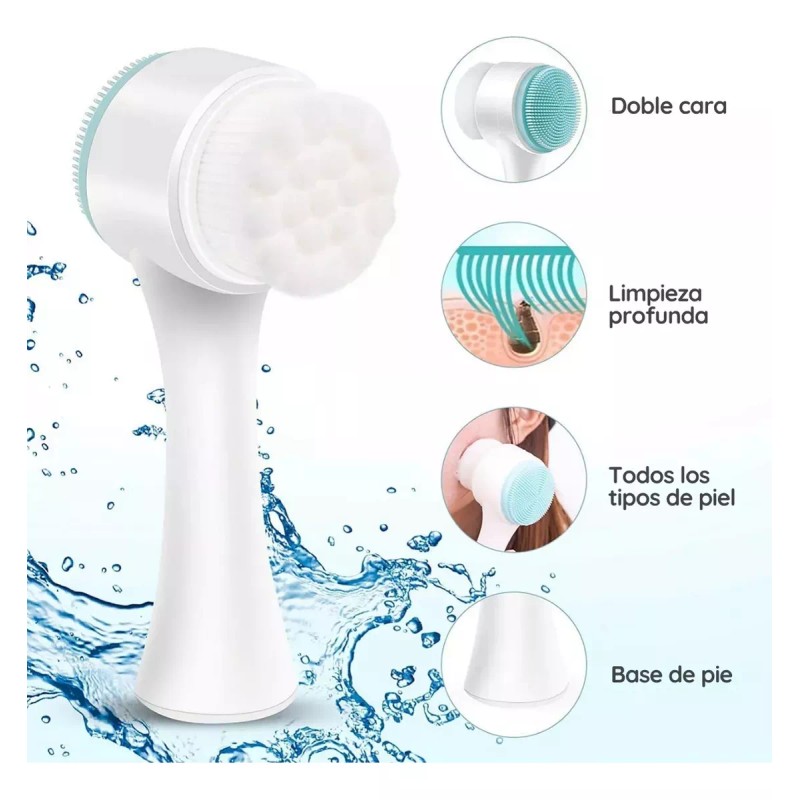 Mafab Cepillo Limpieza Facial Doble Cara Manual Exfoliante Color F