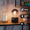 Cube table lamp in black metal, E27 base compatible, IP20,
