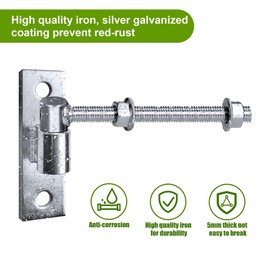 Gate Hinges Heavy Duty Wood Fence,J Bolt Gate Hinge for Wood Fence,Gate Hinges for Metal Gates, Steel Welded Hinge for Farm Gate, 8 Inch 2Pack (6 Inch)