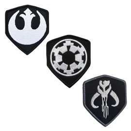 3 Pieces Film Logo Shield Embroidered Appliques Funny Hook Loop Removable Armband Tactical Fastener Military Flag Patch for Backpacks,Vest,Clothes,Dog Harness,Jacket,Jeans,Hats