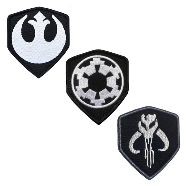 3 Pieces Film Logo Shield Embroidered Appliques Funny Hook Loop