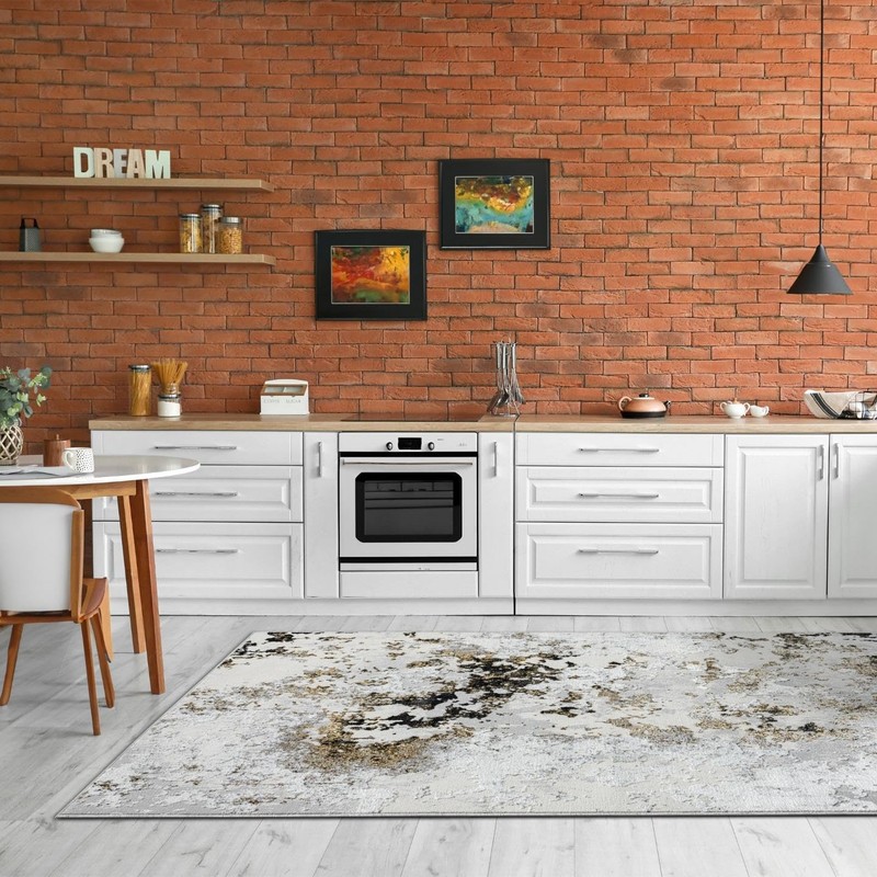 LUXE WEAVERS Modern Abstract High Low Texture Area Rug,Anthracite,6'X9'