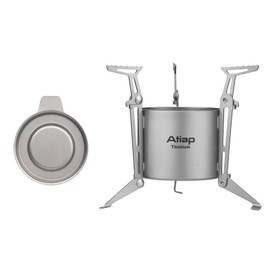 ATiAP Titanium alcohol stove with foldable stand and fire cover Portable camping backpack Hiking stove