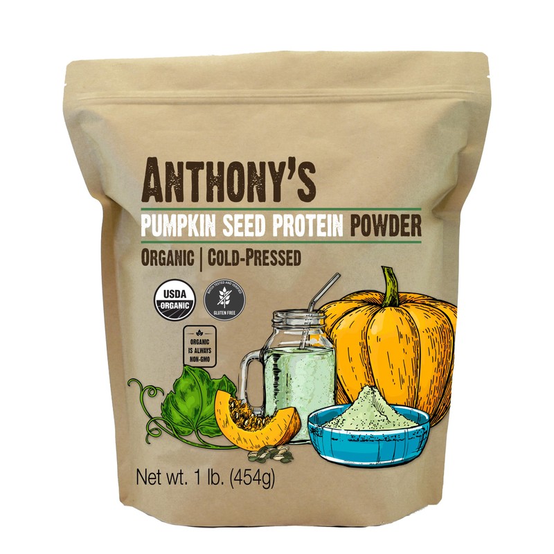 Anthony's Organic Pumpkin Seed Protein Powder, 1lb, Gluten Free, Non