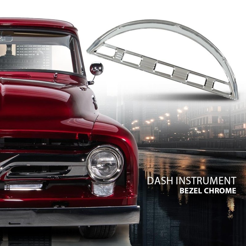 DOTCOM Dash Instrument Bezel Chrome Compatible with 1956 Ford F100
