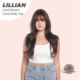 JBEXTENSION 26 Inches Scalpiana Curly 3.5X4 Hard Silky Top Natural Scalp Effect Wig LILLIAN - Color: Tea Black(Darkest Brown)