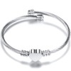 Stainless Steel Adjustable Cable Wire Heart Charm Bangle Bracelet Anniversary