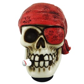 Abfer Pirate Shift Knob Car Skull Gear Shifter Lever Shifting Knob One-Eyed Unique Style Fit for Most Automatic Manual Vehicle Truck, Red