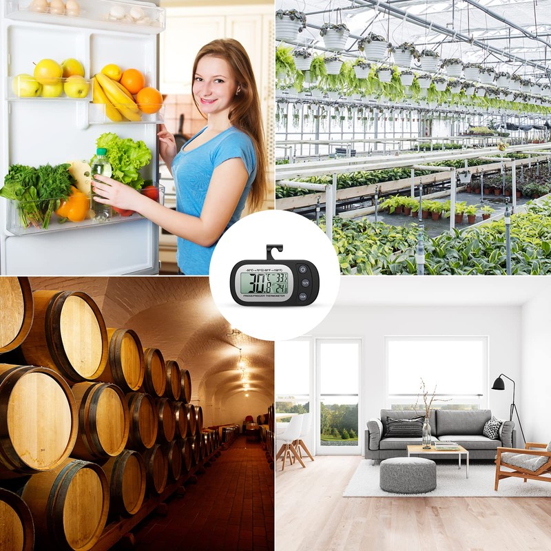 Upgraded AMIR Refrigerator Thermometer, Waterproof Mini Freezer Thermometer, Digital Thermometer