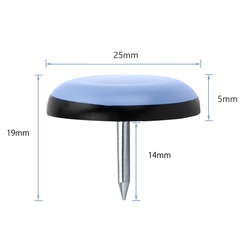 家具スライダー 20枚セット 19mm/25mm 円形 家具移動パッド ネイル付き キズ防止 騒音きず防止 防振 傷防止