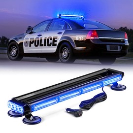 Xprite 26" COB LED Strobe Rooftop Flashing Light Bar, Double Side Hazard Warning Beacon Safety Police Lights w/Magnetic for Emergency Vehicles Trucks Cars Volunteer Traffic Security Blue