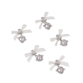 5Pcs Metal Zircon Rhinestones Nail Art Jewelry Nails Accessories, Lace Bow Manicure Pendant Nail Charms Jewels