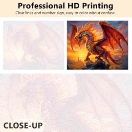 TUMOVO Dragon Paint by Numbers Adult Dragon on The Sunset Sky Paint by Number Kits Fantasy Oil Painting for Home Decor, Paint by Number with Brushes and Pigment, 16 x20 Inch, Frameless