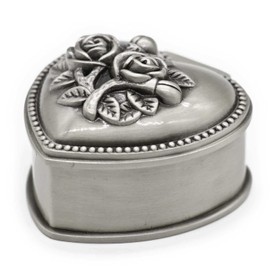 AVESON Classic Vintage Heart Shape Small Metal Jewelry Box Ring Trinket Storage Organizer Chest Gift for Girls Ladies