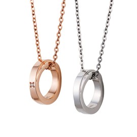 White Clover 4SUP097GO & 4SUP098SV Surgical Stainless Steel 316L Cubic Zirconia Hypoallergenic Cross Necklace Pink & Silver, Stainless Steel, Cubic Zirconia