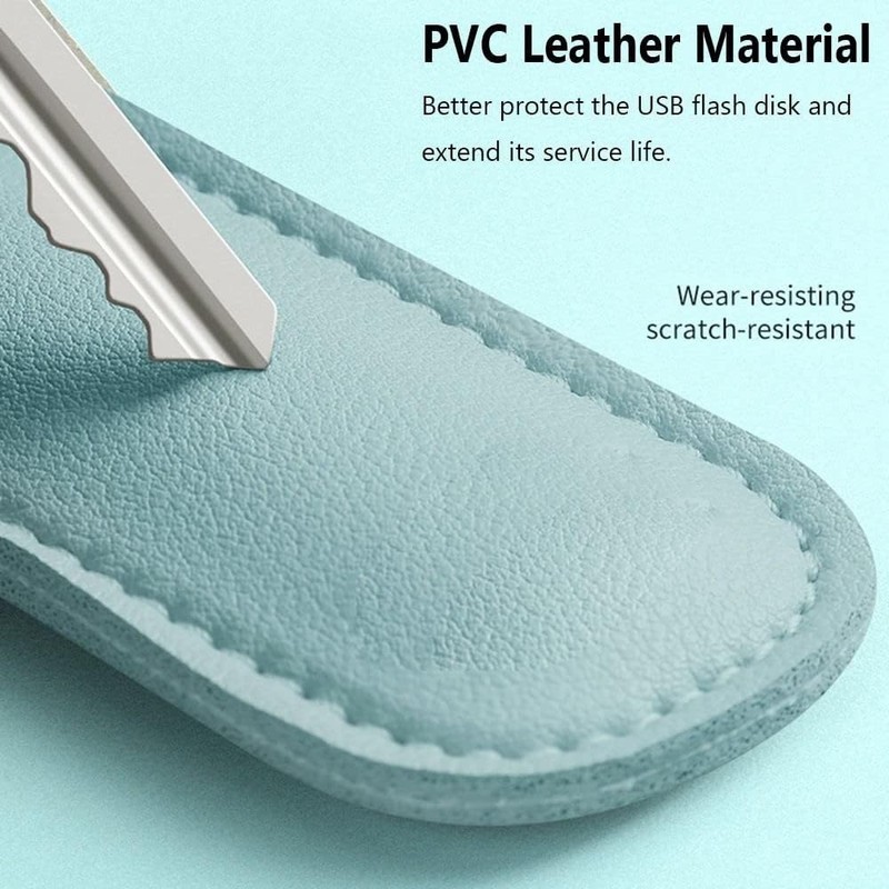 3PCS Leather U Disk Pouch Key Ring Holder USB Flash