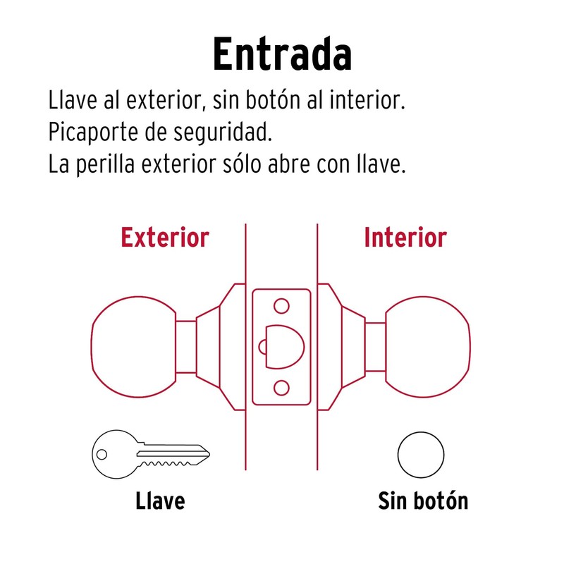 Hermex Basic BAL-LA-EP, Cerradura pomo, entrada, cilíndrica, latón antiguo