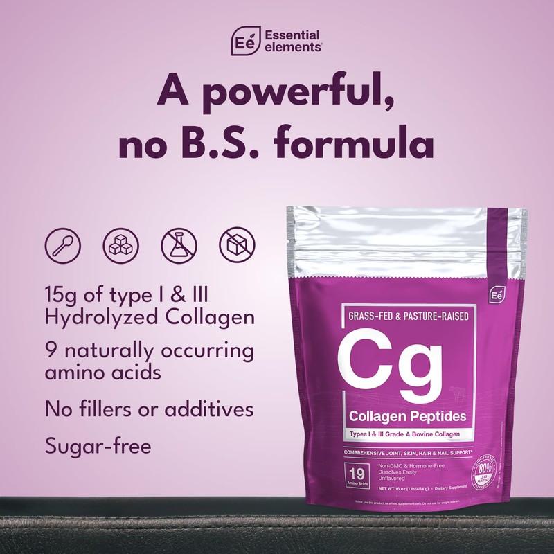 Essential Elements Hydrolyzed Collagen Peptides Powder for Men & Women