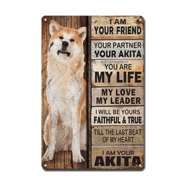 Ymyoo - Letrero de metal clásico con texto en inglés «I Am Your Friend», regalo para los amantes de Akita, decoración divertida para baño y jardín, 8 x 12 pulgadas