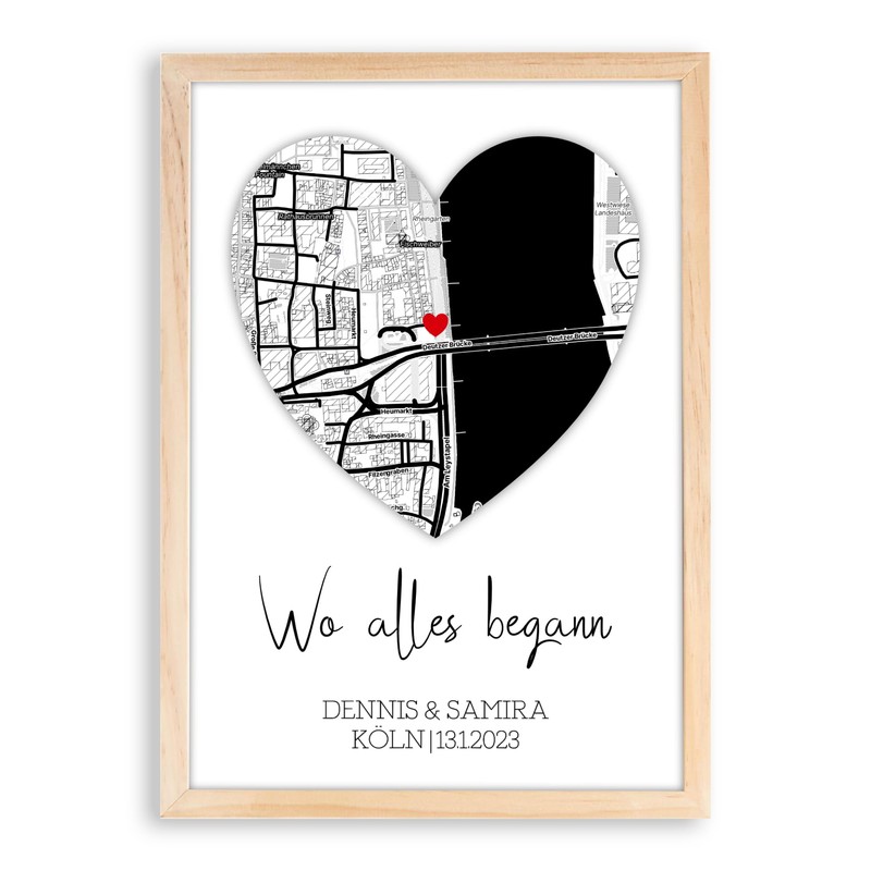 Mountiki® Wo alles begann personalisierte Landkarte Geschenk Bild | Personalisiert