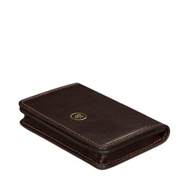 Maxwell Scott - Mens Luxury Leather Business Card Holder with Magnetic Closure Flap - Made in Italy - The Abramo Dark Brown