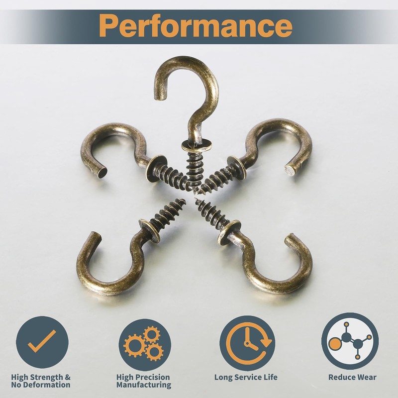 Jamiikury 100Pcs 1/2 Inch Cup Hooks, Bronze Ceiling Hooks Small