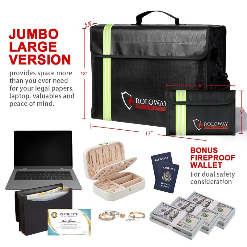 SEKAM Large Fireproof Bag with Reflective Strip (17 x 12