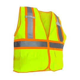 United Pacific High Visibility Reflective Safety Vest w/Zipper & Pockets, 120 GSM Thick, 100% Polyester, 360 Reflective Strips – Yellow – Small