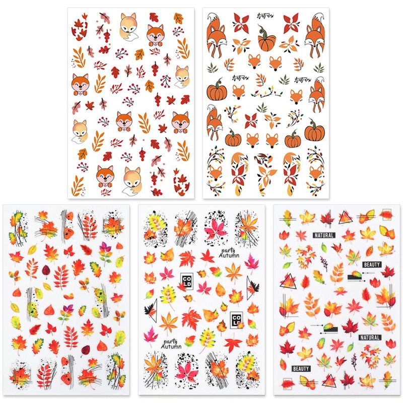 IDDFEVE Fall Nail Art Stickers, Thanksgiving Day Fox Nail Decals,
