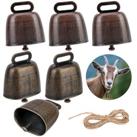 6 Pcs Cow Horse Sheep Grazing Copper Bells, Loud Bronze Bell Metal Red bronze Cow Bells, Cattle Farm Animal Copper, for Cattle goat Animal Farm Anti-Theft Accessories, Bring Two Meters of Rope