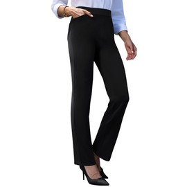 keriffe Women's Stretchy Yoga Dress Pants High Waisted Straight Leg Casual Work Business Office Slacks 4 Pockets Black