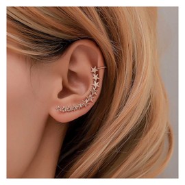 Andelaisi Boho Star Ear Climber Earrings Gold Star Ear Cuff Wrap Crawler Earrings Vintage Star Cuff Earrings Star Crawler Climber Earrings Jewelry for Women