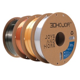 Silk PLA Filament 1.75mm, PLA Filament 1.75mm Silk Shiny 3D Printer Filament, 1kg*4 Cardboard Spool, Dimensional Accuracy +/- 0.03 mm, Fit Most FDM Printer(Silver+Gold+Copper+Bronze)