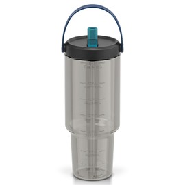 Luxgola 50 oz Tritan Plastic Tumbler with Flip Straw Lid and Top Handle, Reusable Clear Water Bottle with Time Marker, 100% Leak Proof, Fits in Car Cup Holder, BPA-Free Iced Coffee Cup - Carbon Grey