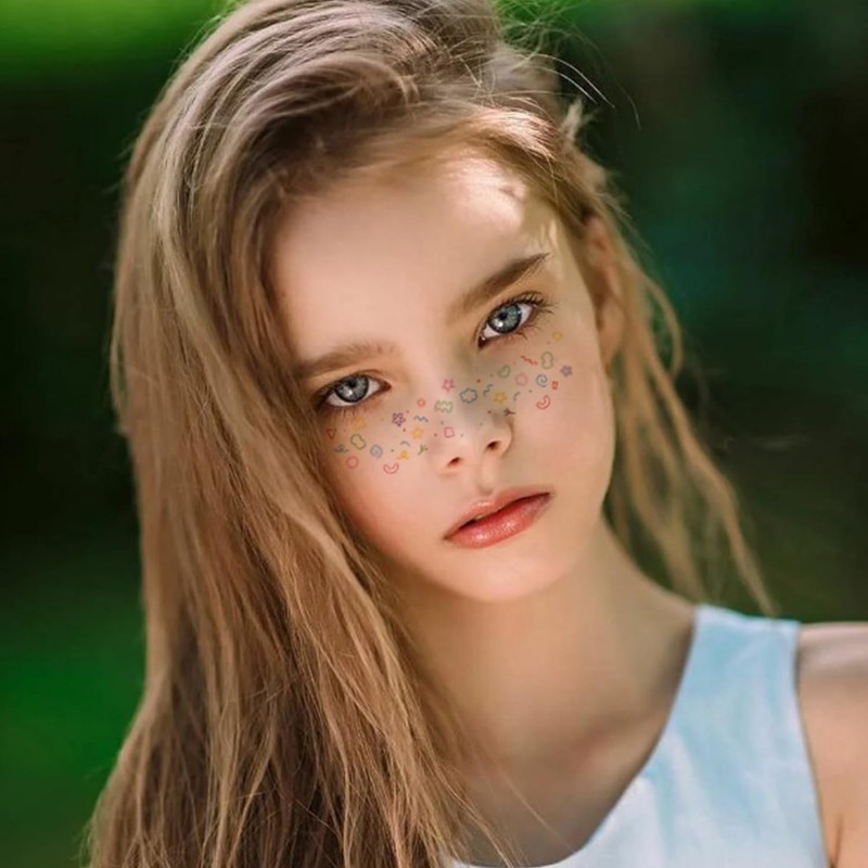 14 Sheets Face Temporary Tattoos Stickers for WomenGlitter Butterfly Heart