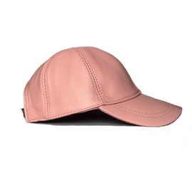 Real Leather Baseball Cap for Women. Sheepskin Adjustable Classic Referee Snapback. Pink (Pink)