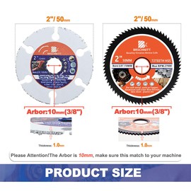Circular Saw Blade 2inch - BRSCHNITT 4PCS 72T Cutting Discs & 4pcs 2" Carbide Multi Wheel 10mm Bore for Cutting Wood, Copper, Aluminum, Plastic and Soft Metal