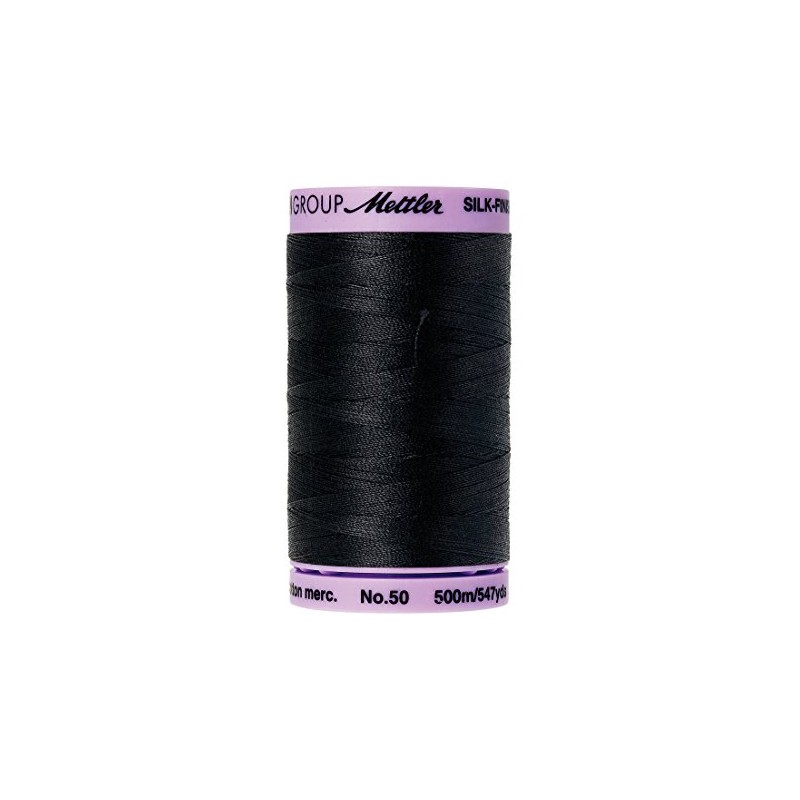 Mettler Silk-Finish Solid Cotton Thread, 547 yd/500m, Black