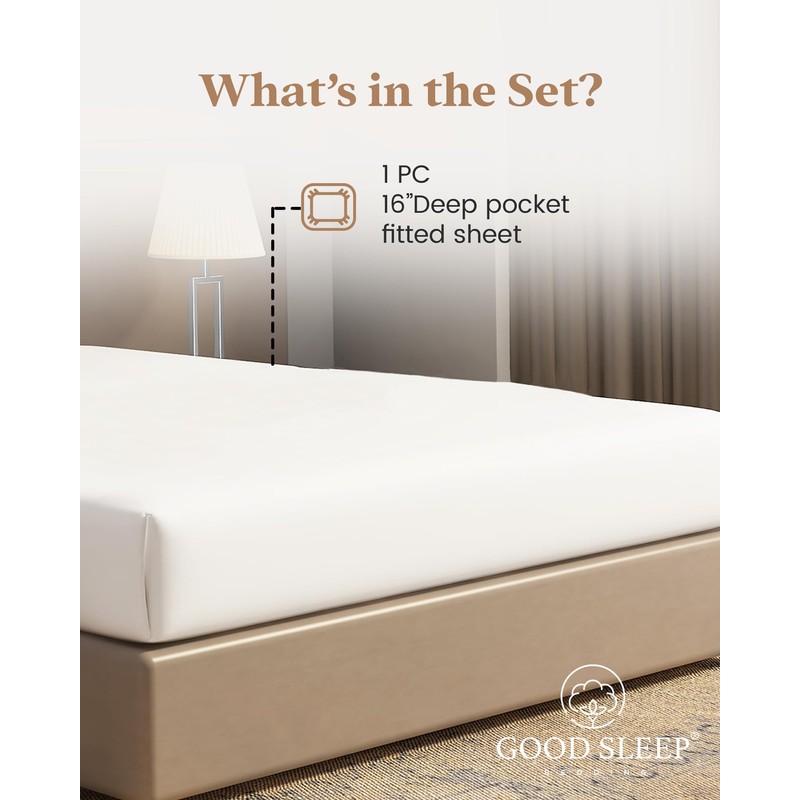 Luxury 100% Egyptian Cotton Fitted Sheet, 1 Piece 1000 TC