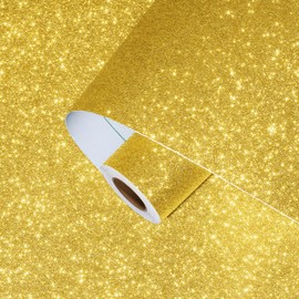 Skyblur Gold Glitter Wallpaper Peel and Stick Sparkly Wallpaper for Walls 11.8"X78.8" Gold Contact Paper for Cabinets and Drawers Table Decor Textured Glitter Fabric Wall Paper Rolls DIY