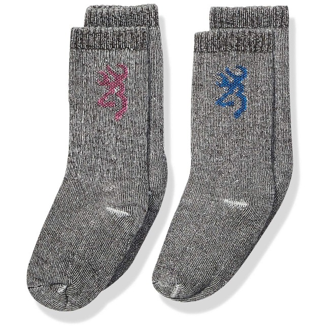 Browning Youth Everyday Wool Socks | Pink/Blue | 2-Pack