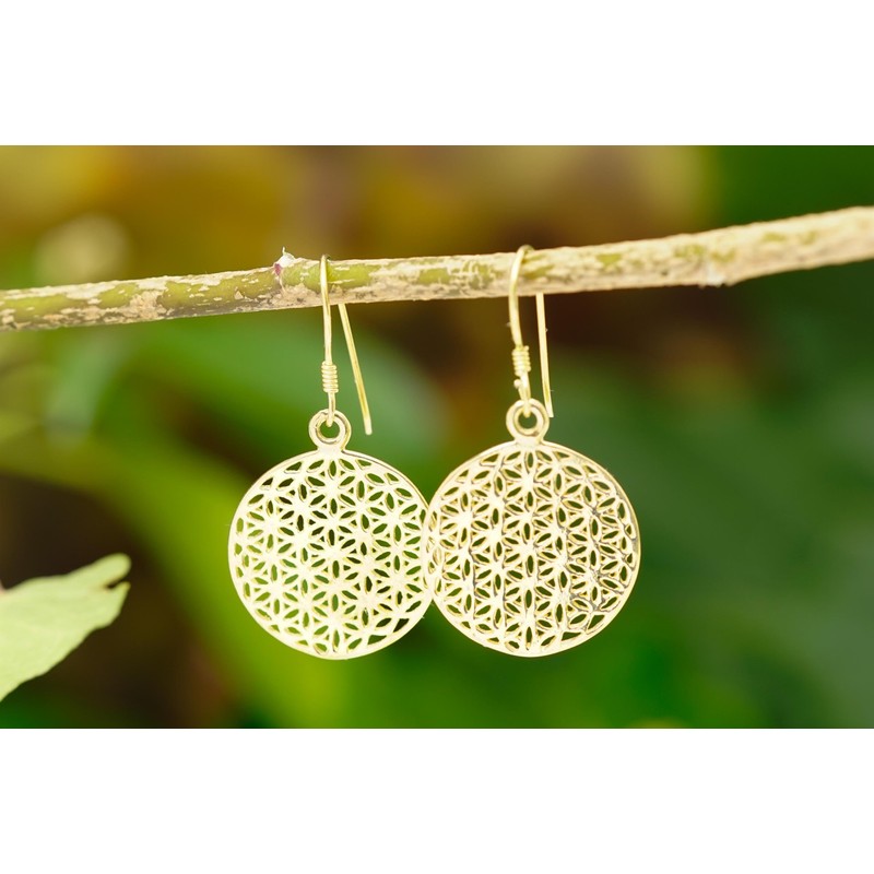 WINDALF SVALA Earrings 3.5 cm The Flower of Life Bronze,