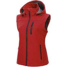 CREATMO US Women's Windproof Lightweight Golf Vest Outerwear With Pockets Versatile Active Vest For Running Hiking SportsRed S