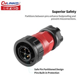 CNLINKO YM-20 4 PIN Industrial Waterproof Connector,IP68 Circular Connector,PBT Plastic Shell Quick Plug Aviation Connector M20 Male Plug and Female Plug (4 PIN)