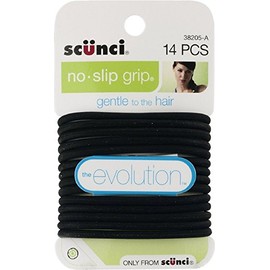 Scunci No-Slip Grip The Evolution Hair Ties, Black 14 ea (Pack of 11)