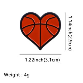 Heart-shaped Basketball Enamel Pin Love Heart Basketball Lapel Pin Sports Ball Brooch Pins Sport Game Day Souvenir Badge Cloth Backpack Hat Decor