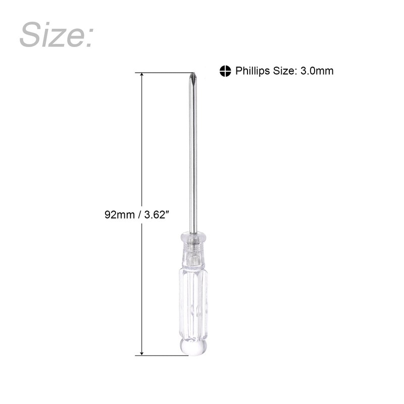 sourcing map Mini Phillips Screwdriver, 3.0mm Cross Head with Clear